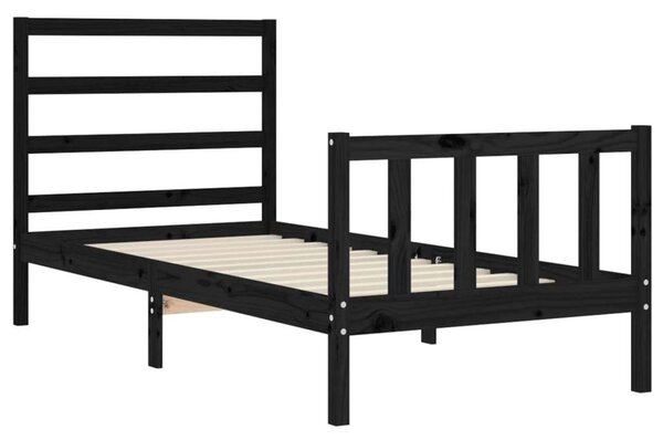 VidaXL Fekete Tömörfa Ágy - Kiságy - 75x190 cm