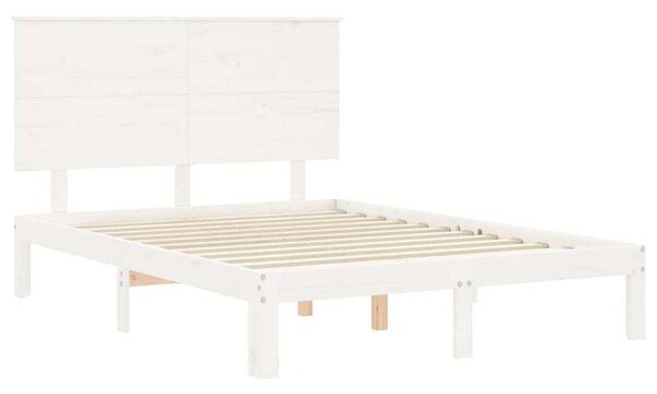 VidaXL fehér tömör fa ágykeret fejtámlával 120 x 200 cm