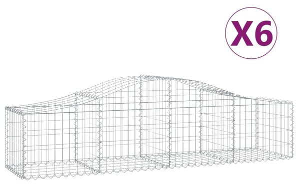 6 db íves horganyzott vas gabion kosár 200x50x40/60 cm