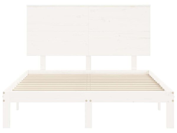 VidaXL fehér tömör fa ágykeret fejtámlával 120 x 200 cm