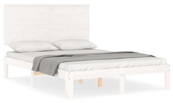 VidaXL fehér tömör fa ágykeret fejtámlával 120 x 200 cm