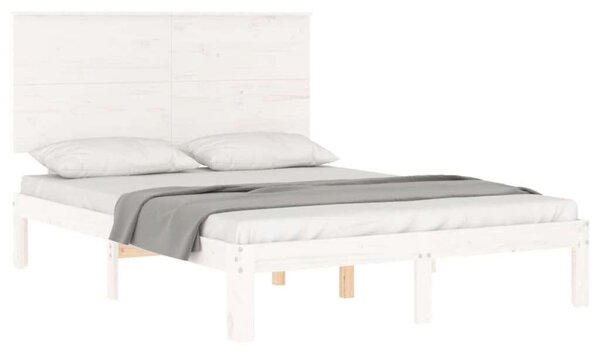VidaXL fehér tömör fa ágykeret fejtámlával 120 x 200 cm
