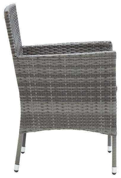 5 részes szürke polyrattan és üveg kerti étkezőgarnitúra