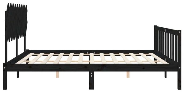 VidaXL Tömörfa Ágykeret - Fekete - 200x200 cm