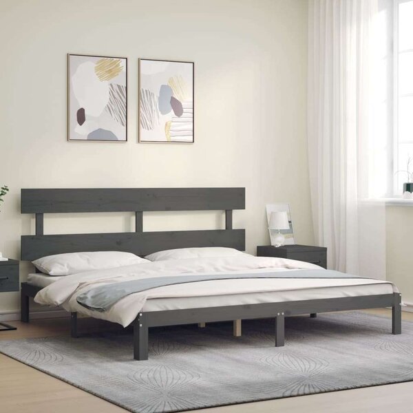 VidaXL Tömörfa Ágykeret - Szürke - 200x200 cm