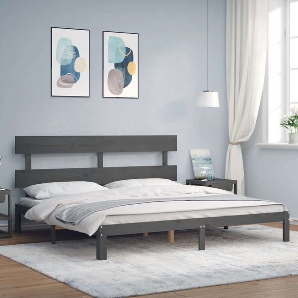 VidaXL Tömörfa Ágykeret - Szürke - 200x200 cm