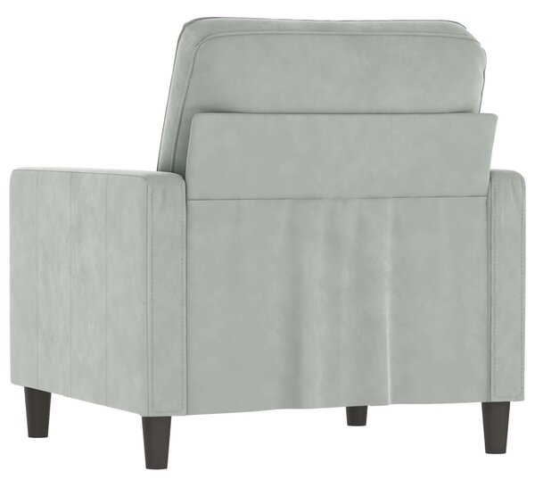 Világosszürke bársony kanapéfotel 60 cm
