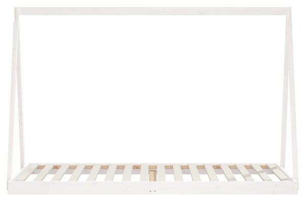 Fehér tömör fenyőfa gyerekágykeret 90 x 200 cm