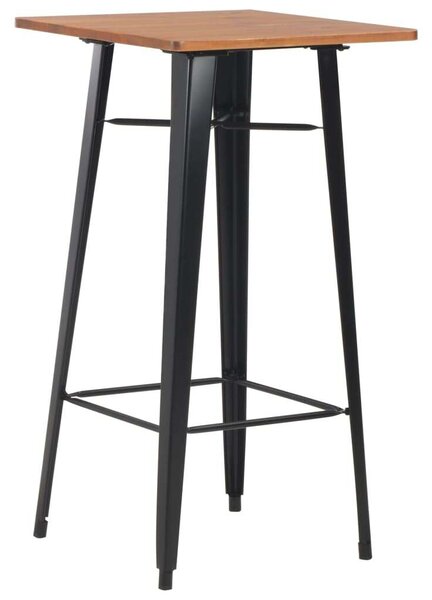 VidaXL fekete tömör fenyőfa és acél bárasztal 60 x 60 x 108 cm