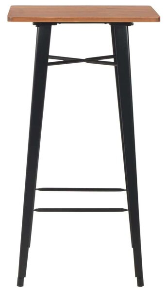 VidaXL fekete tömör fenyőfa és acél bárasztal 60 x 60 x 108 cm
