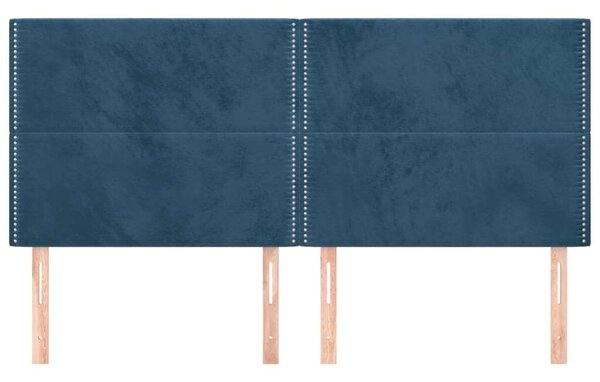 VidaXL Bársony Ágytámla - Sötétkék - 4 db - 80x5x78/88cm