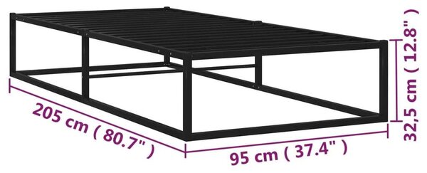 VidaXL fekete fém ágykeret 90 x 200 cm