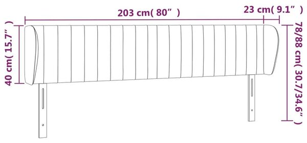 VidaXL Bársony Fejtámla - Sötétkék - 203cm