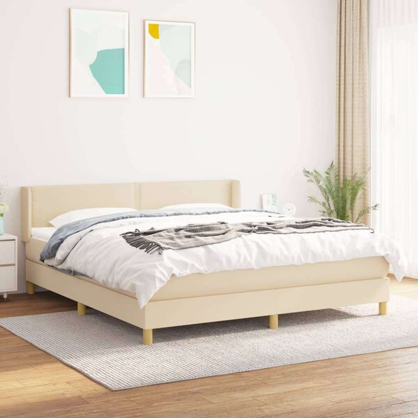 VidaXL krémszínű szövet rugós ágy matraccal 180 x 200 cm
