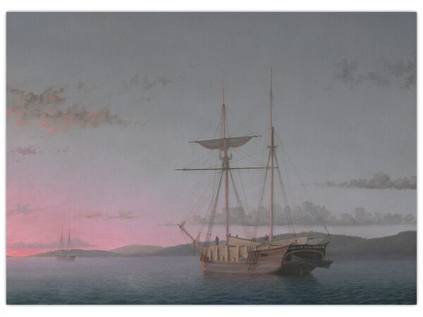 Kép - Fitz Henry Lane, Lumber Schooners at Evening on Penobscot Bay, reprodukciók (70x50 cm)