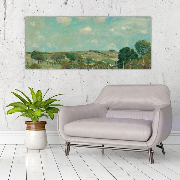Kép - Alfred Sisley, Meadow, reprodukciók (120x50 cm)