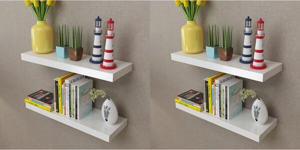 4 db fehér fali polc 60 cm