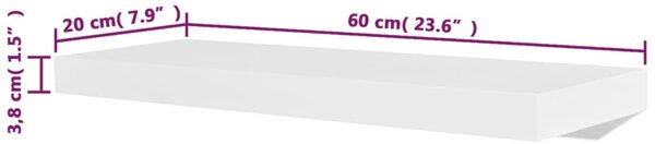 4 db fehér fali polc 60 cm