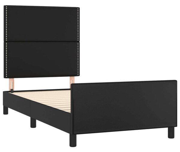 VidaXL Fekete Műbőr Ágykeret Fejtámlával - 100x200 cm