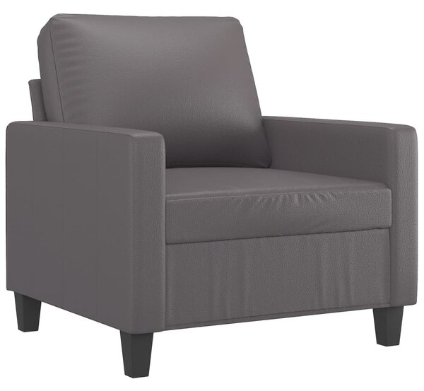 Szürke műbőr kanapéfotel lábtartóval 60 cm