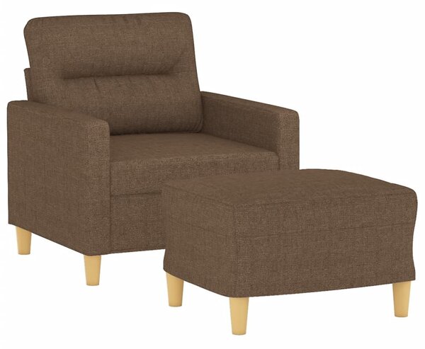 Barna szövet kanapéfotel lábtartóval 60 cm