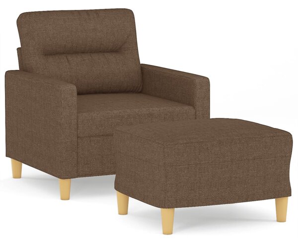 Barna szövet kanapéfotel lábtartóval 60 cm