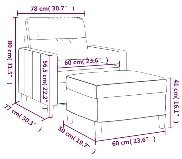 VidaXL világossárga szövet kanapéfotel lábtartóval 60 cm