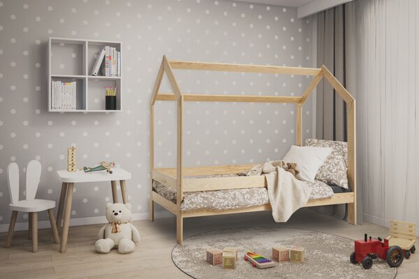 Gyerekágy HÁZIKÓ D3 fenyő 80 x 160 cm Ágyrács: Ágyrács nélkül, Matrac: COCO 10 cm matrac, Ágy alatti tárolódoboz: Tárolódoboz nélkül