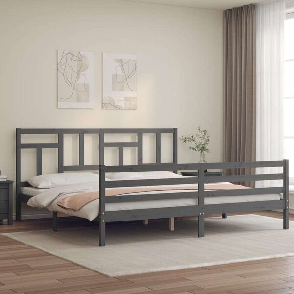 VidaXL Tömörfa Ágykeret - Fejtámlával - 200x200 cm