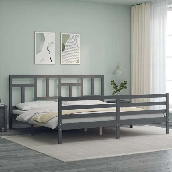 VidaXL Tömörfa Ágykeret - Fejtámlával - 200x200 cm
