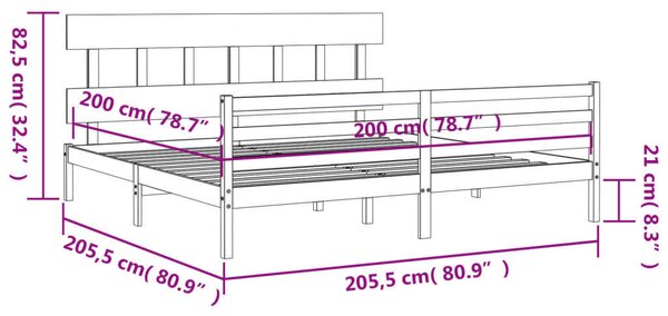 VidaXL Fenyőfa Ágykeret - Fehér - 200x200 cm