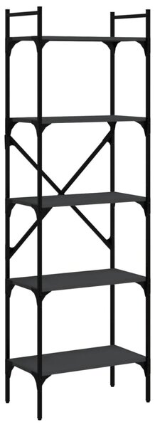 5 szintes fekete szerelt fa könyvespolc 56 x 31,5 x 174 cm