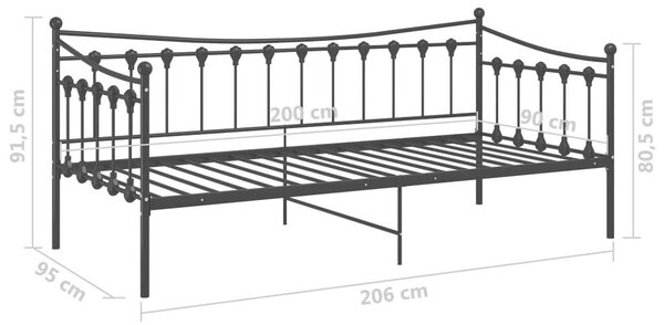 VidaXL Kanapéágy - Fém - Fekete - 90x200 cm