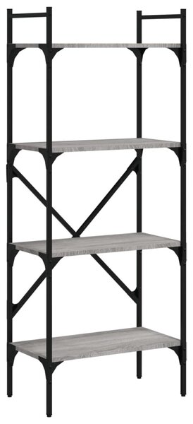 4 szintes szürke sonoma színű fa könyvespolc 56x31,5x138,5 cm