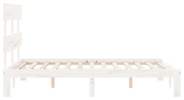 VidaXL Fehér Fenyőfa Ágykeret - Fejtámlával - 120x200 cm