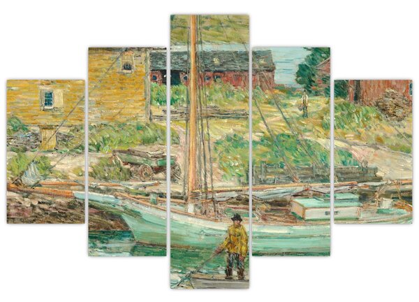 Kép - Childe Hassam, Oyster Sloop, Cos Cob, reprodukciók (150x105 cm)