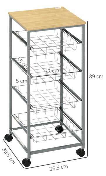 Homcom fából készült konyhasziget, fehér 88,5x40x86 cm