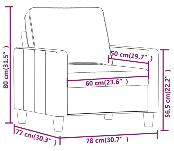 Tópszínű szövet kanapéfotel 60 cm