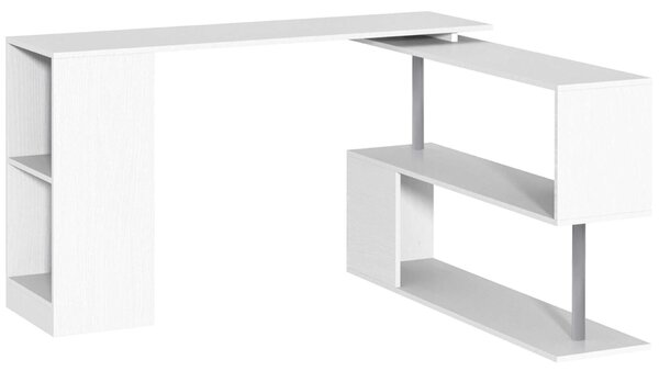 Homcom íróasztal fehér fa sarokban 140x120x78,2cm