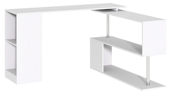 Homcom íróasztal fehér fa sarokban 140x120x78,2cm