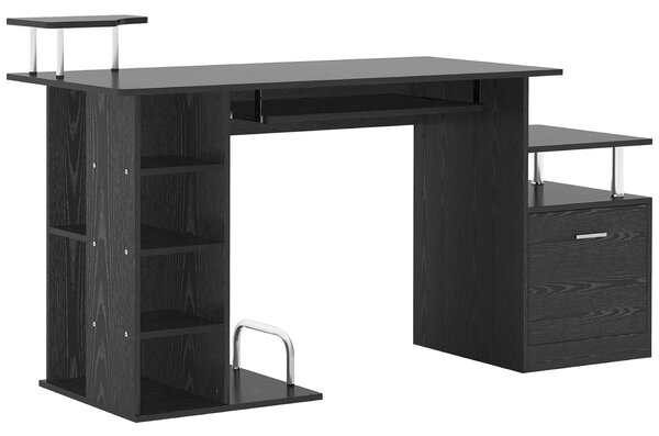 Homcom Íróasztal MDF nyomtatótartó, 152 x 60 x 88 cm, Fekete