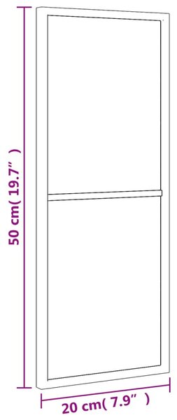 Fekete téglalap alakú vas fali tükör 20 x 50 cm