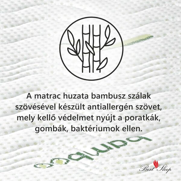 Best Sleep Szuperortopédiai matrac, 18 cm, cserélhető bambusz huzattal , 100 x 190 cm
