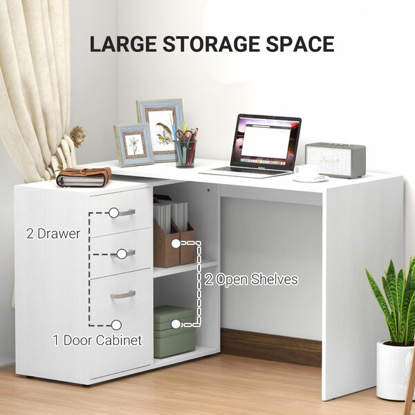 Homcom sarokasztal, MDF, 117 x 83,5 x 76 cm, fehér