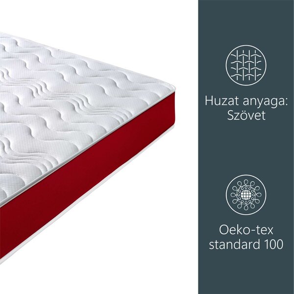 Best Sleep Diamond Red DoubleSide ortopéd matrac, 90x190x18cm, poliuretán hab, hipoallergén, antibakteriális, megfordítható, szellőzőrendszer, kemény