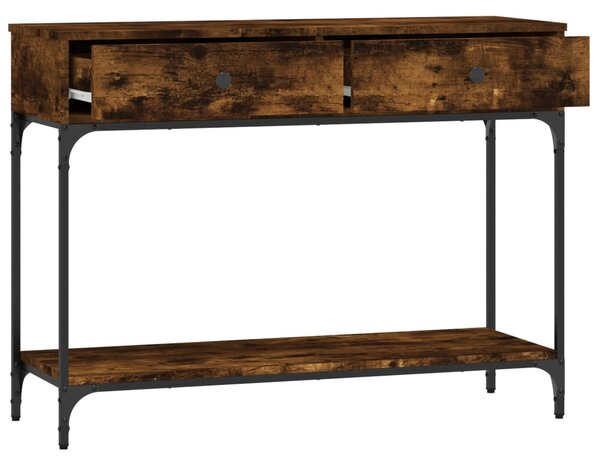 Füstös tölgy színű szerelt fa tálalóasztal 100 x 34,5 x 75 cm