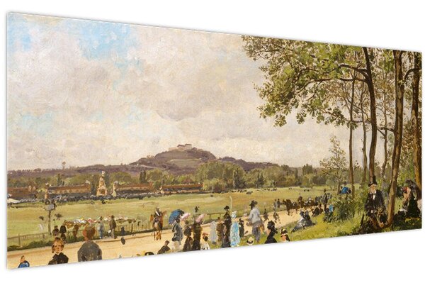 Kép - French 19th Century, Race Course at Longchamps, reprodukciók (120x50 cm)
