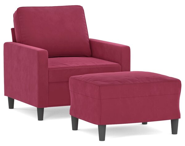 VidaXL bordó bársony kanapéfotel lábtartóval 60 cm