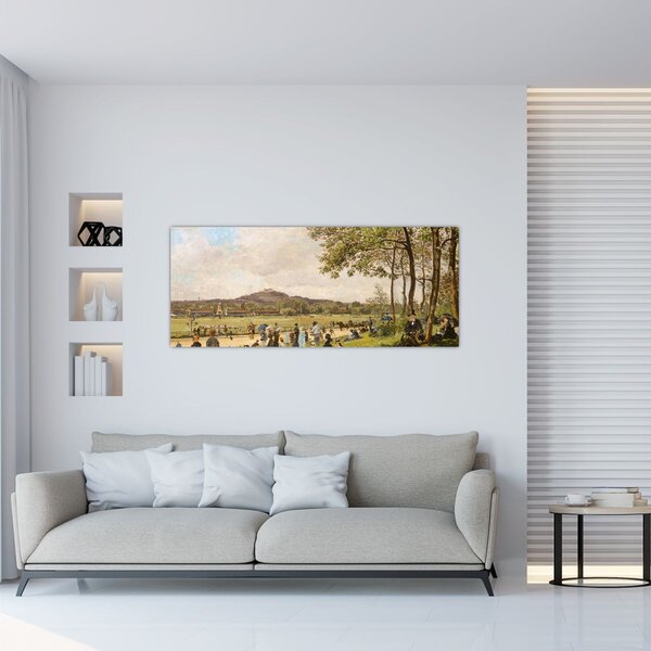 Kép - French 19th Century, Race Course at Longchamps, reprodukciók (120x50 cm)