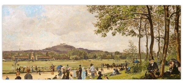 Kép - French 19th Century, Race Course at Longchamps, reprodukciók (120x50 cm)